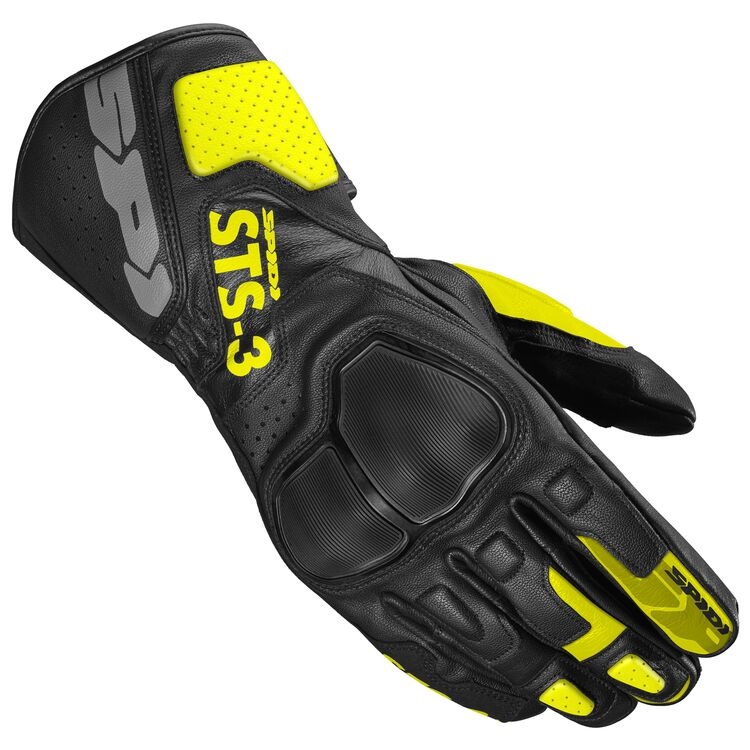 Кожени мото ръкавици SPIDI STS-3 BLACK/NEON YELLOW